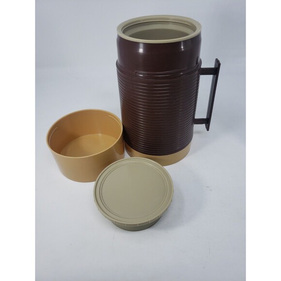 Aladdin Wide Mouth Vintage 1970's Brown Tan Insulated  Food Storage Container - Picture 8 of 13